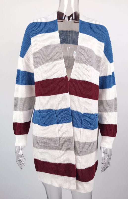 Levoire | Dame Mode de loisirs Rayé Contraste Gilet tricoté