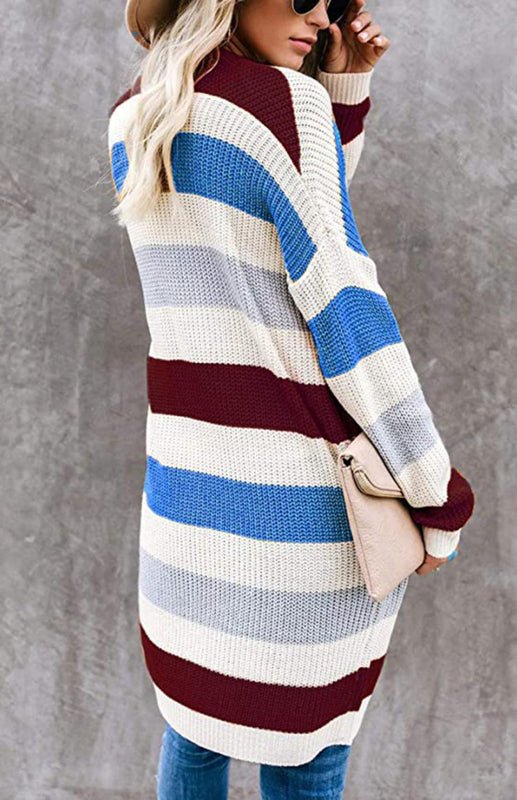 Levoire | Dame Mode de loisirs Rayé Contraste Gilet tricoté