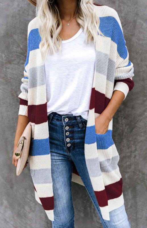 Levoire | Dame Mode de loisirs Rayé Contraste Gilet tricoté