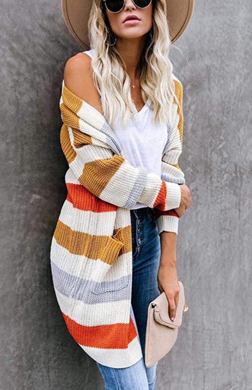 Levoire | Dame Mode de loisirs Rayé Contraste Gilet tricoté