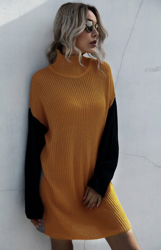 Levoire | Pull femme avec des coutures de couleur contrastée robe tricotée