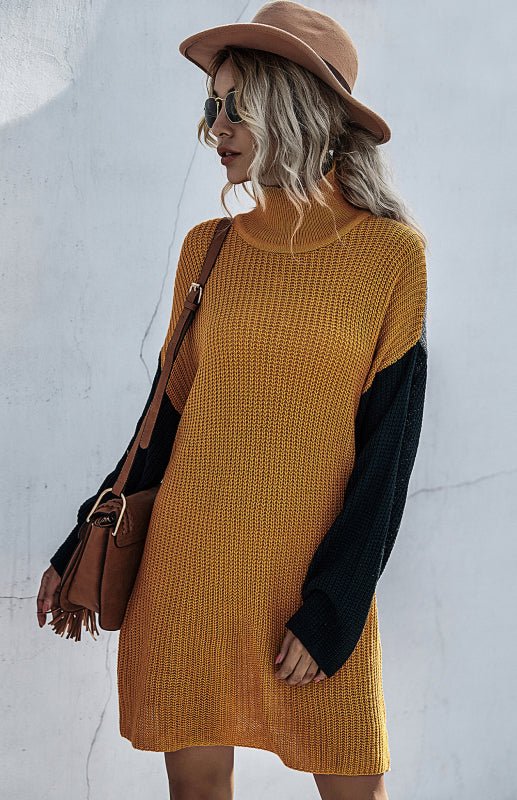 Levoire | Pull femme avec des coutures de couleur contrastée robe tricotée