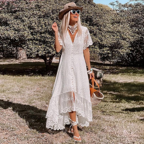 Levoire | Pour Femmes Sexy Profond V Longue Manche Hult Plage Robe
