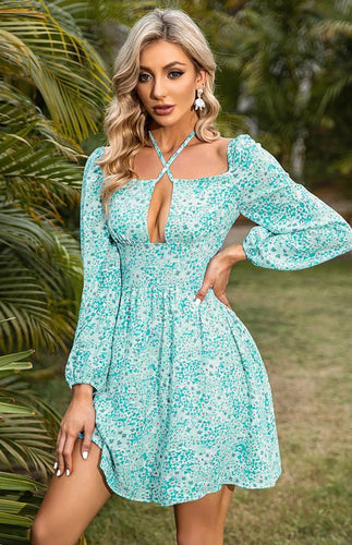 Levoire | Femme Robe Livrée Rectangulaire U-ring Croisée Léger Fleuri