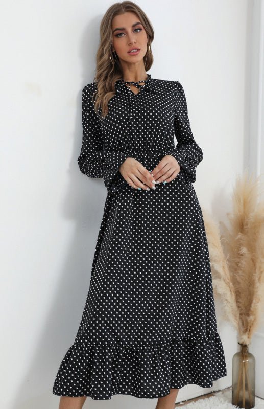 Levoire | Robe à pois à col en V à manches longues pour femme