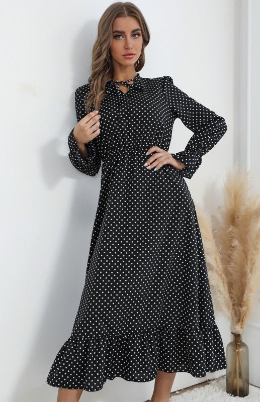 Levoire | Robe à pois à col en V à manches longues pour femme
