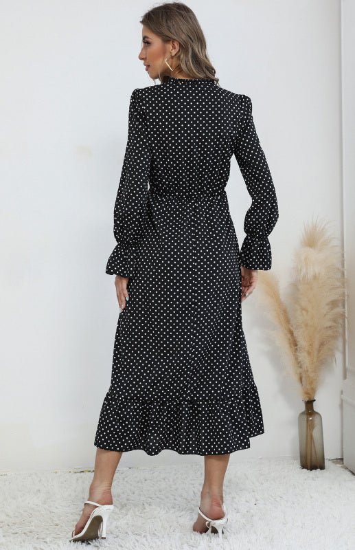Levoire | Robe à pois à col en V à manches longues pour femme