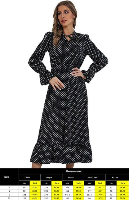 Levoire | Robe à pois à col en V à manches longues pour femme