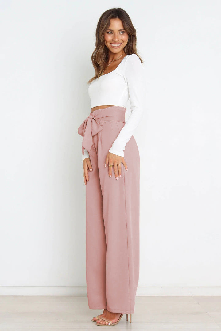Levoire | Pantalon Avec Nœud Et Jambe Large Rosa