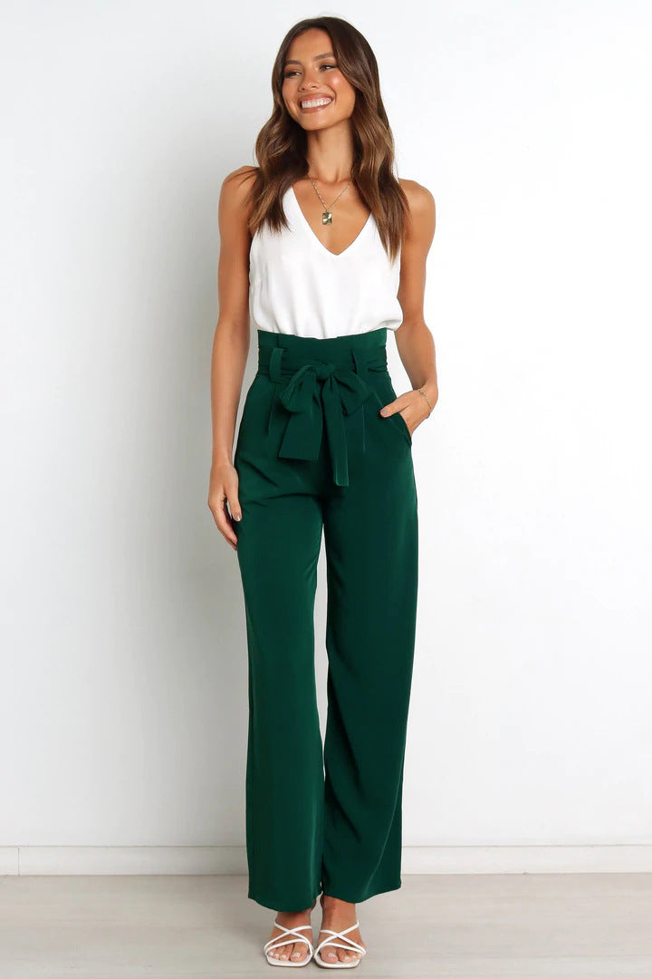 Levoire | Pantalon Avec Nœud Et Jambe Large Vert