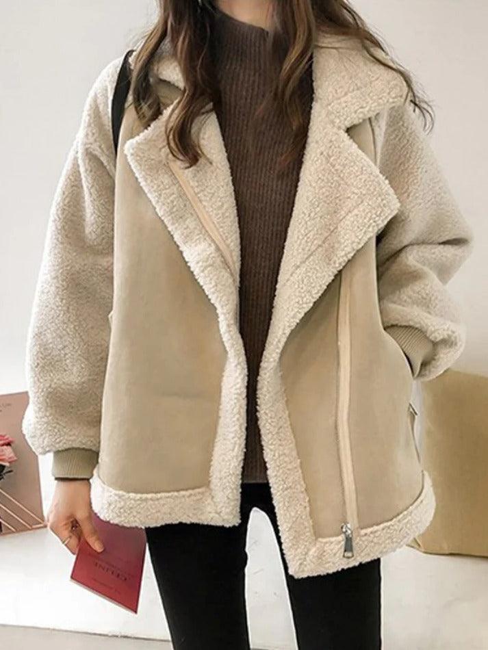 Levoire | Veste En Daim En Laine De Mouton Patch Décontractée