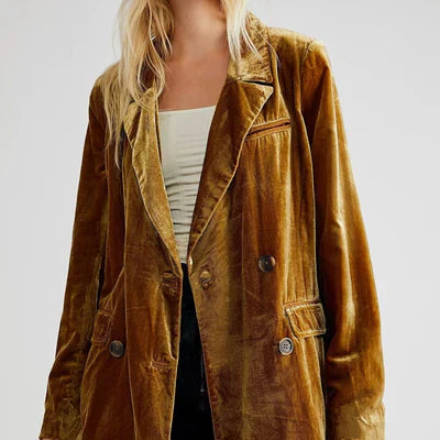 Levoire | Veste Décontractée À Revers À Manches Longues Avec Bouton Orange