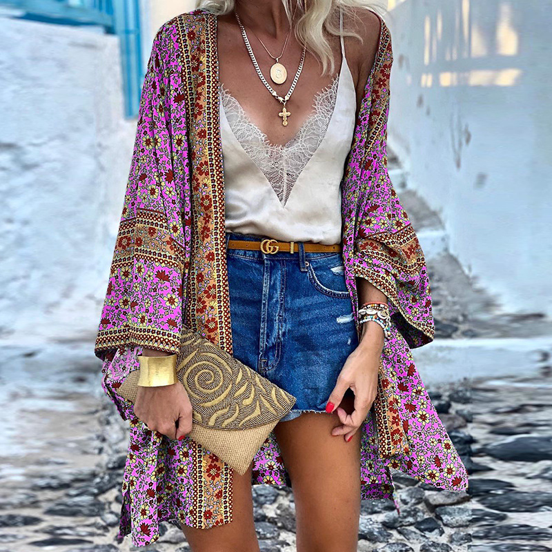 Levoire | Boho Cardigan Pour Femmes Kimono D'Été Léger Avec Design Élégant Lilas