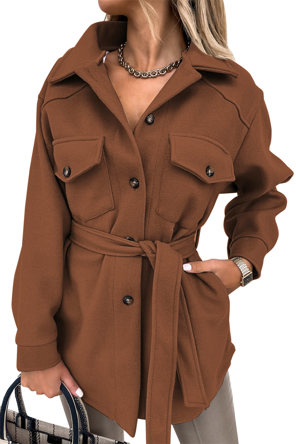 Levoire | Manteau décontracté et à la mode Marron 2XL