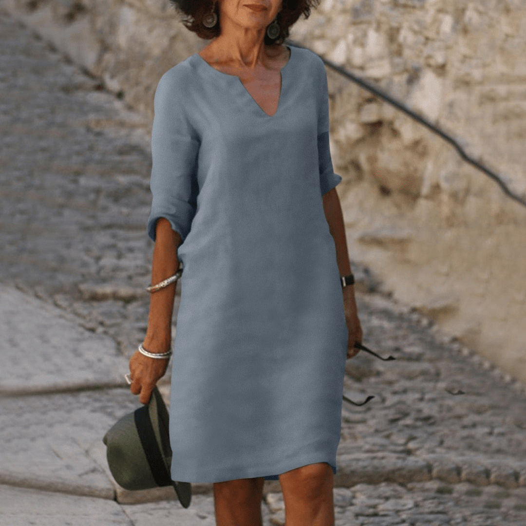 Levoire | Robe Été Décolleté Élégant Femme Gris