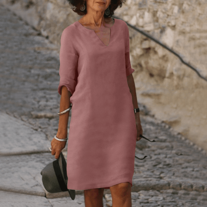 Levoire | Robe Été Décolleté Élégant Femme Rosa