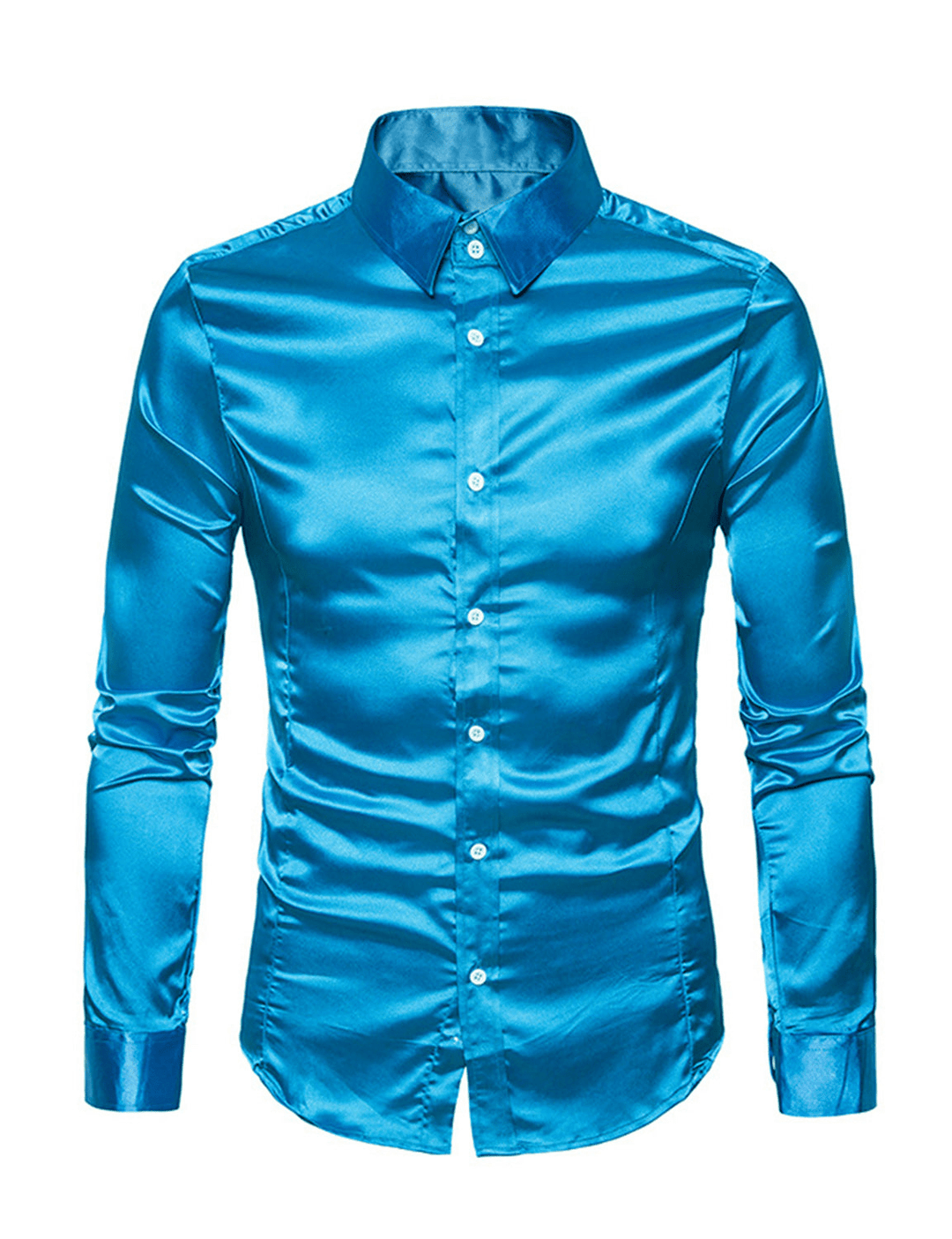 Levoire | Chemise Satinée Boutons Homme Bleu