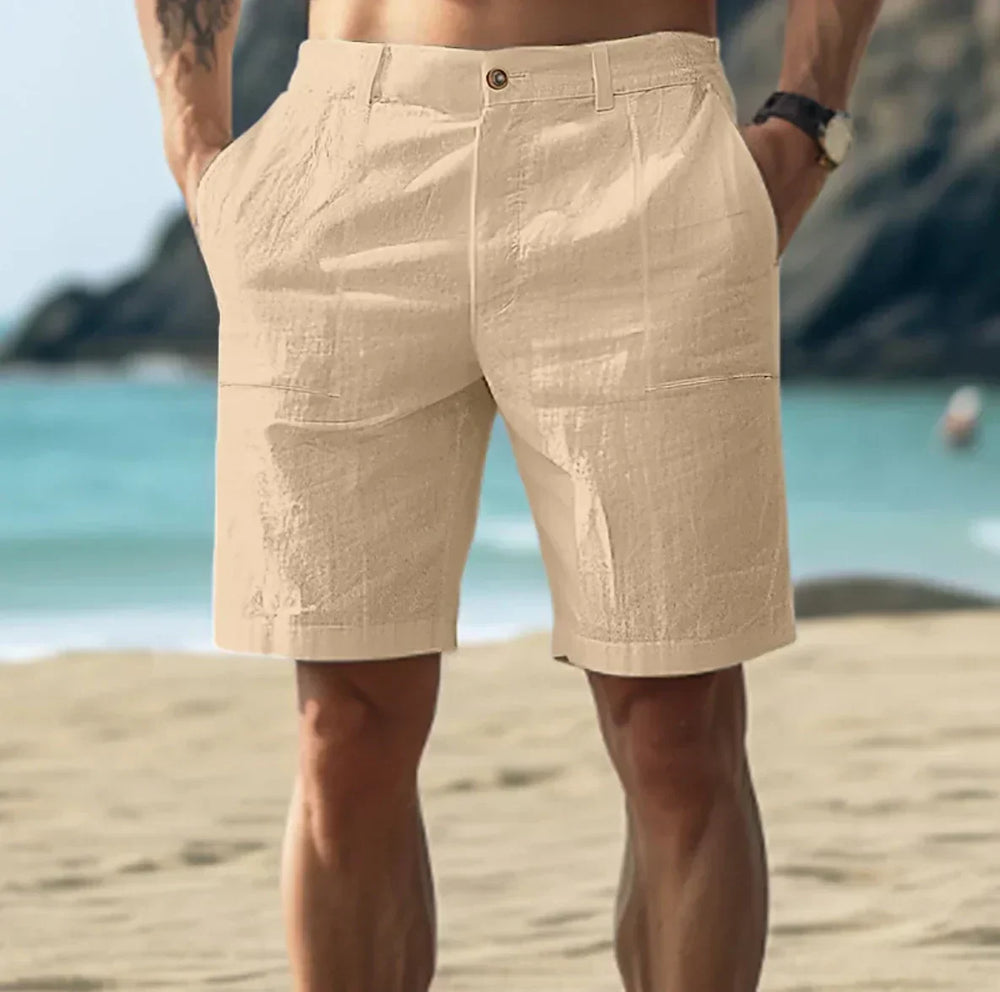 Levoire | Shorts En Lin Pour Hommes Pour Des Jours D'Été Décontractés Respirant, Confortable & Élégant Khaki