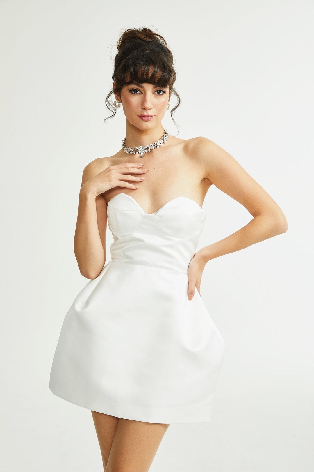 Levoire | Robe Mini Bustier Off-Shoulder Blanche