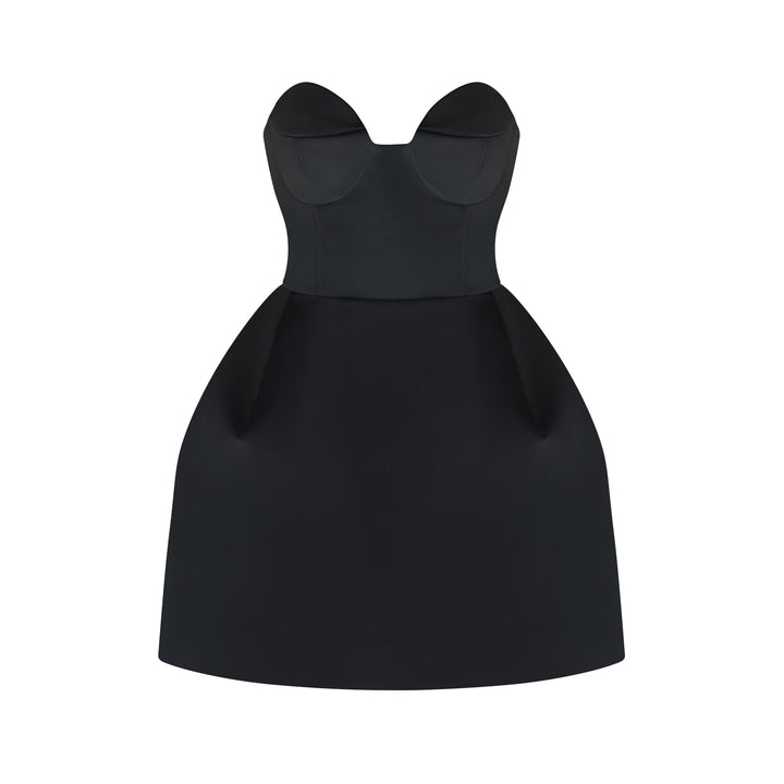 Levoire | Robe Mini Bustier Off-Shoulder Blanche Noir
