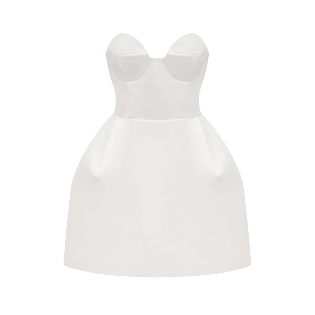 Levoire | Robe Mini Bustier Off-Shoulder Blanche Blanc
