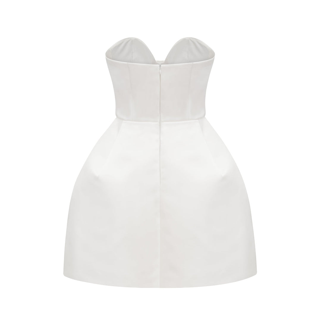 Levoire | Robe Mini Bustier Off-Shoulder Blanche