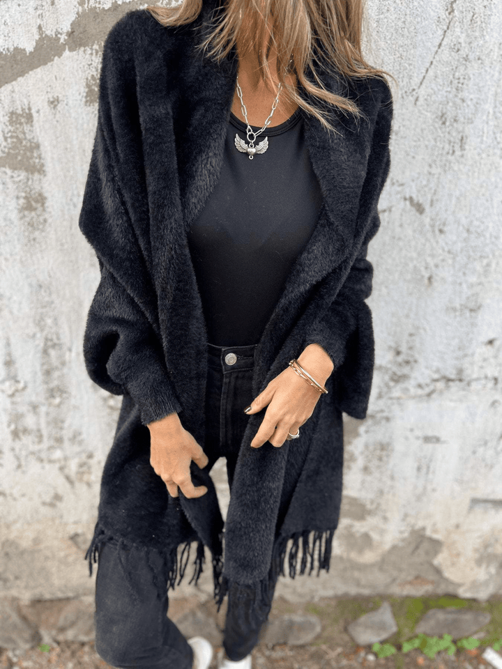 Levoire | Pull enroulé plus long pour femmes Pullover Jumper Gilet Noir