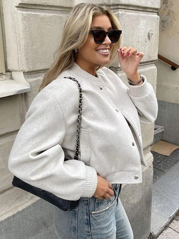 Levoire | Veste Bomber Courte À Manches Longues Avec Boutons