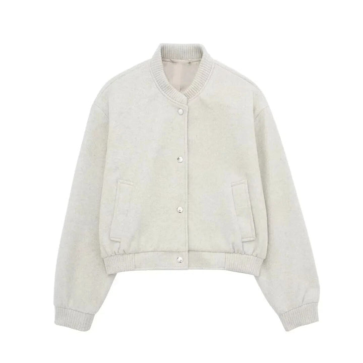 Levoire | Veste Bomber Courte À Manches Longues Avec Boutons Beige