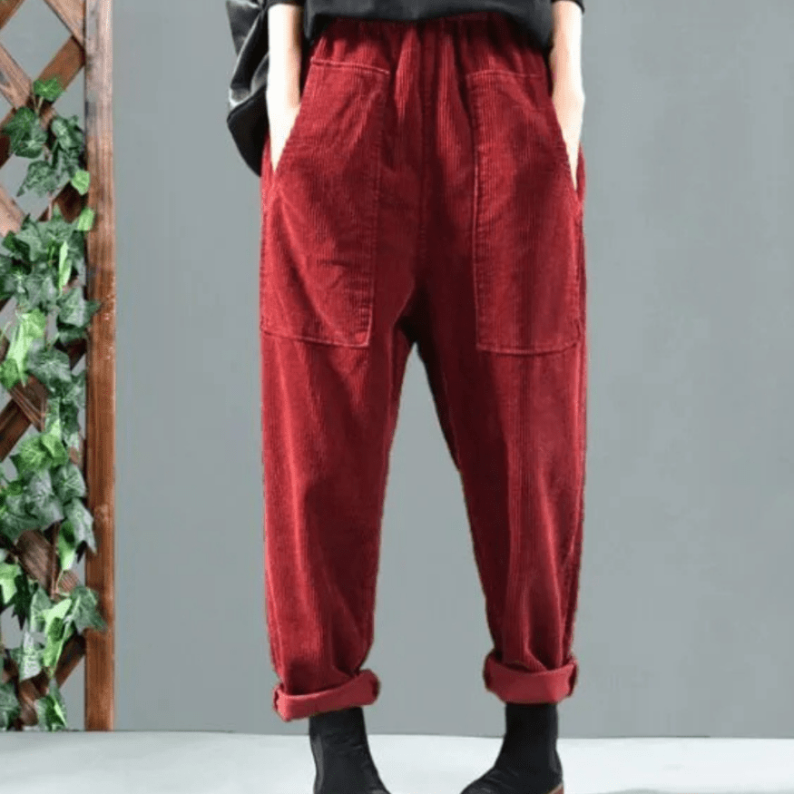 Levoire | Pantalons en velours côtelé décontractés pour femmes Rot