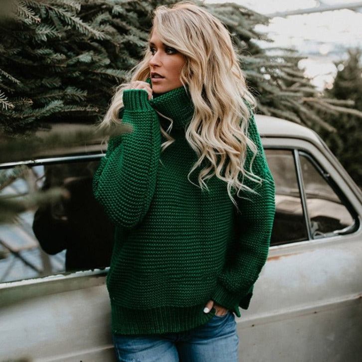 Levoire | Pull Col Roulé Pour Dames | Confortable Vert