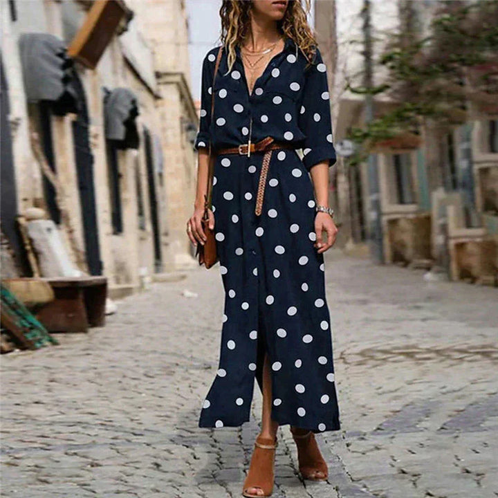 Levoire | Robe Mode À Pois Bleu marine