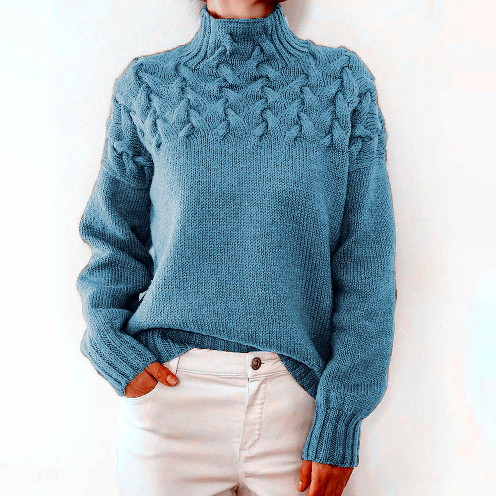 Levoire | Pull en maille à col montant Bleu ciel
