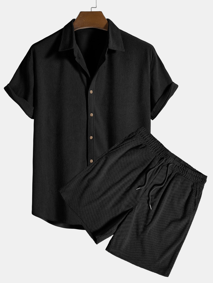 Levoire | Ensembles de vêtements pour hommes Tenue d'été de luxe confortable Polo classique Noir