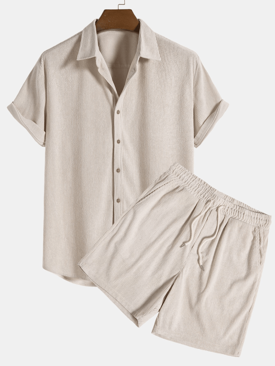 Levoire | Ensembles de vêtements pour hommes Tenue d'été de luxe confortable Polo classique Beige