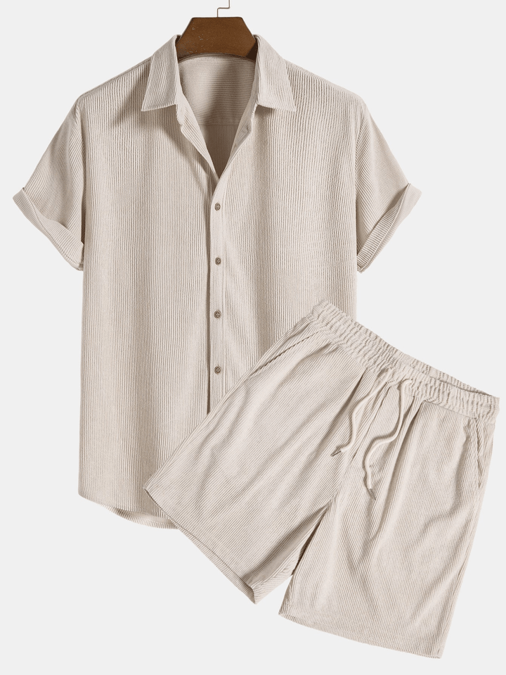 Levoire | Ensembles de vêtements pour hommes Tenue d'été de luxe confortable Polo classique Beige