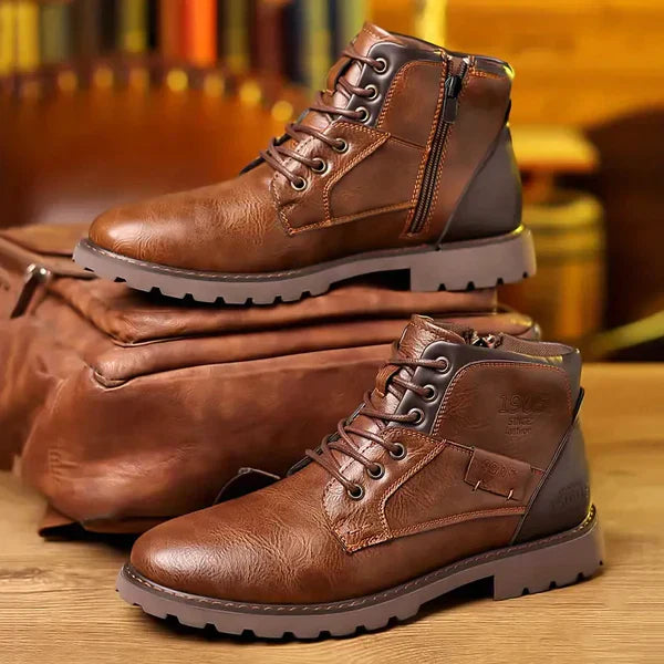 Levoire | Bottes en cuir durables à lacets Braun