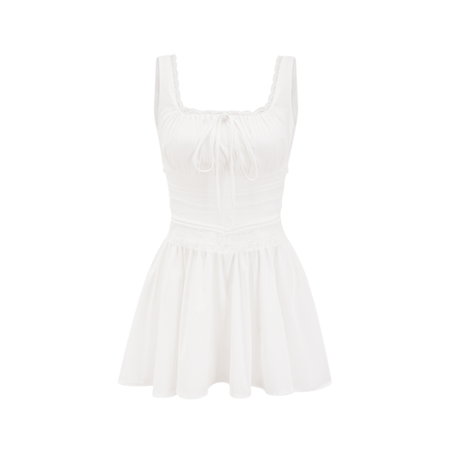 Levoire | Robe À Bretelles En Dentelle Plissée Blanche