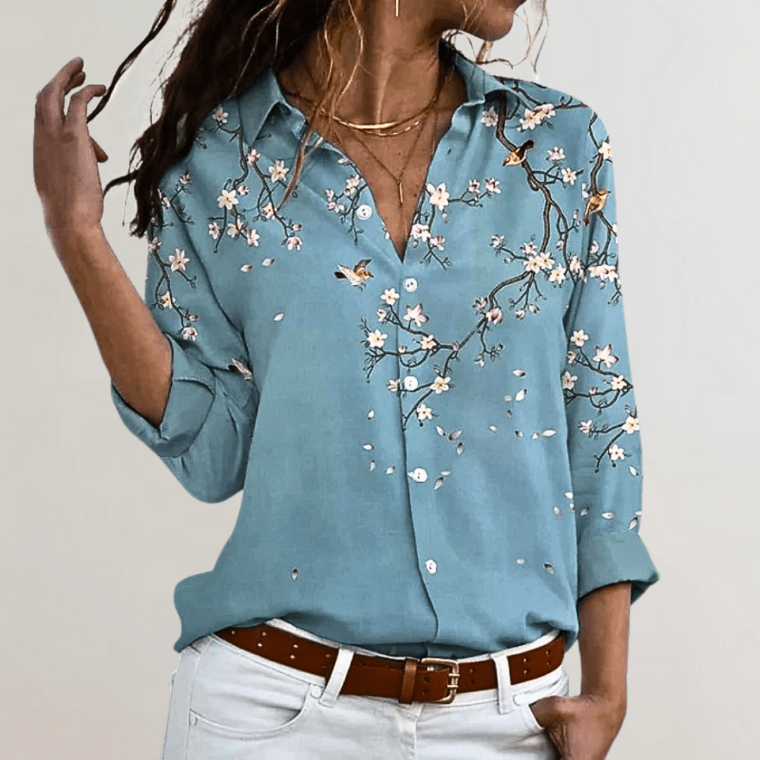 Levoire | Blouse Femme Éclat Élégant Avec Un Imprimé Unique Bleu