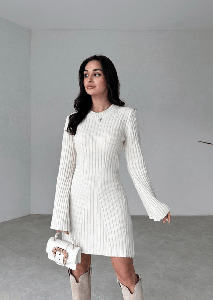 Levoire | Robe Tricotée Chaude Élégante Blanc