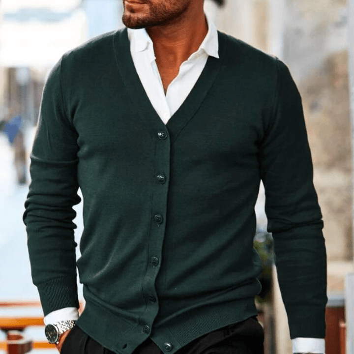 Levoire | Veste en tricot décontractée pour hommes, gilet confortable et design classique Vert foncé