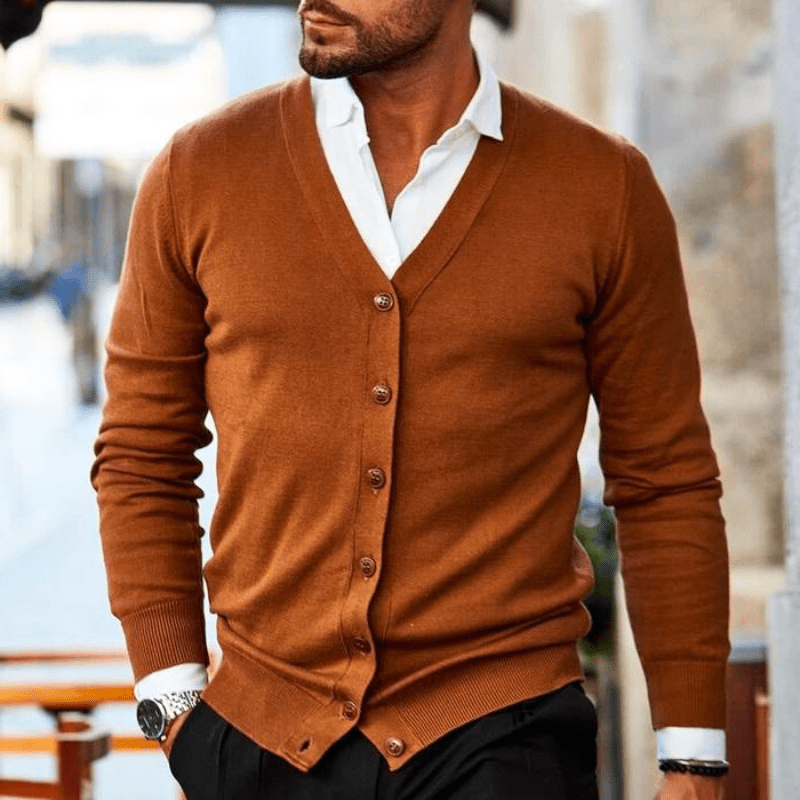 Levoire | Veste en tricot décontractée pour hommes, gilet confortable et design classique Brun foncé