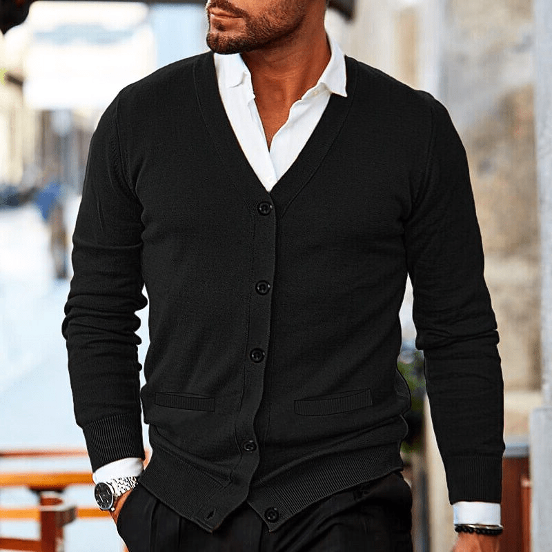 Levoire | Veste en tricot décontractée pour hommes, gilet confortable et design classique Noir