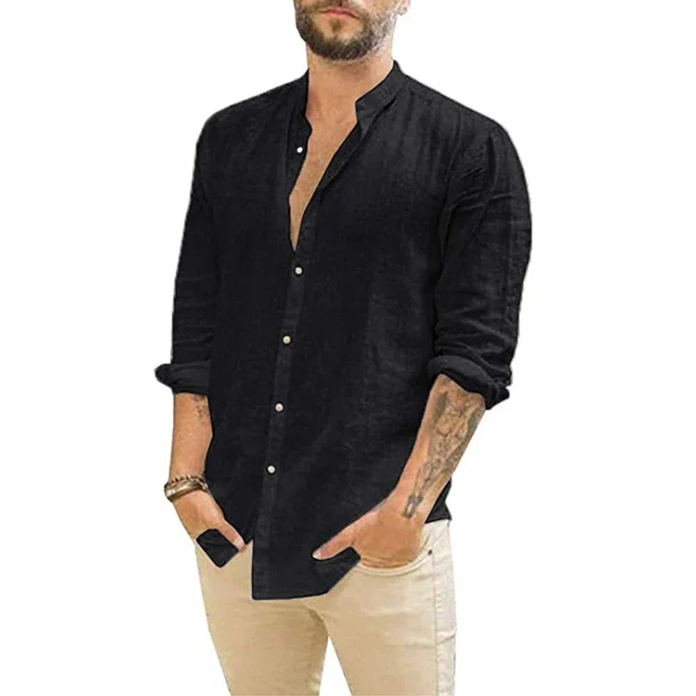 Levoire | Chemise En Lin Élégante Pour Hommes Légère, Respirante & Idéale Pour Les Jours Chauds Noir