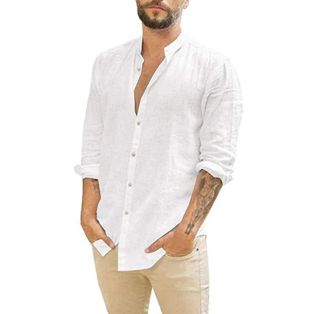 Levoire | Chemise En Lin Élégante Pour Hommes Légère, Respirante & Idéale Pour Les Jours Chauds Blanc