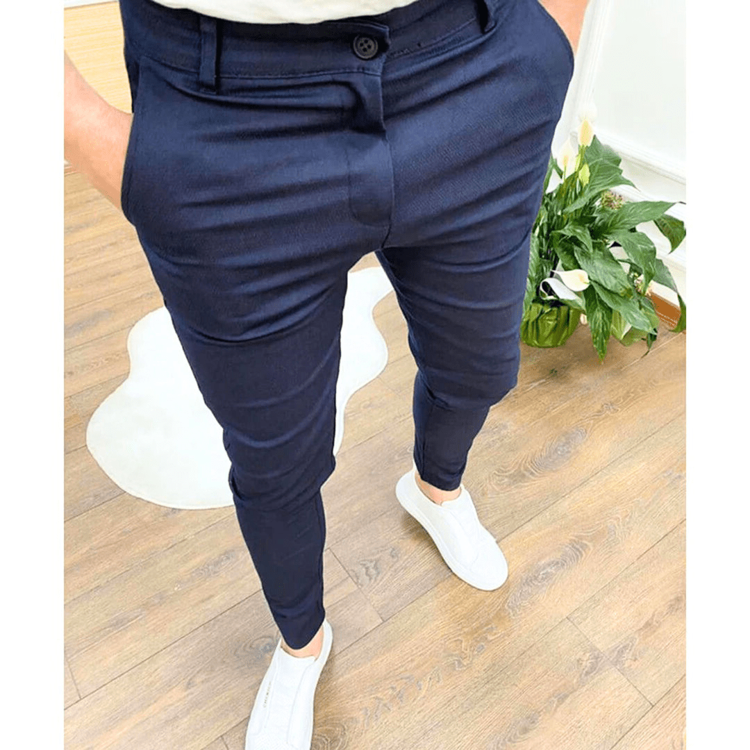 Levoire | Pantalon pour hommes Chino classique stretch décontracté confortable et flexible Bleu
