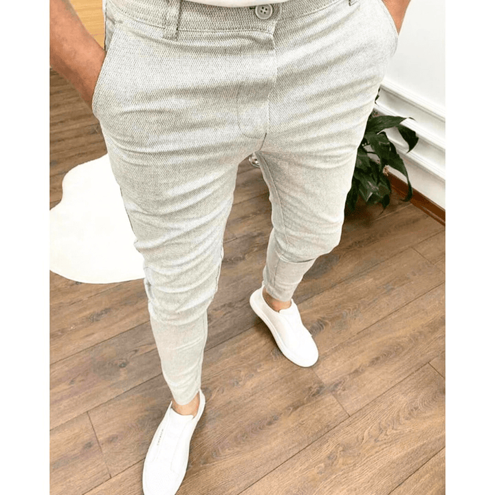 Levoire | Pantalon pour hommes Chino classique stretch décontracté confortable et flexible Gris clair