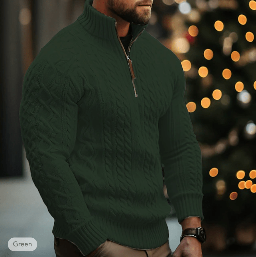Levoire | Pull pour hommes avec fermeture éclair Pull Half Zip Décontracté et Élégant Vert