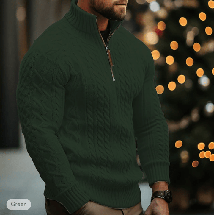 Levoire | Pull pour hommes avec fermeture éclair Pull Half Zip Décontracté et Élégant Vert