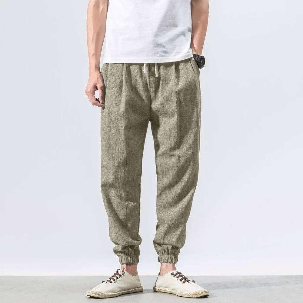 Levoire | Pantalon Pour Homme Léger En Coton Et Lin Doux, Respirant Et Élégant